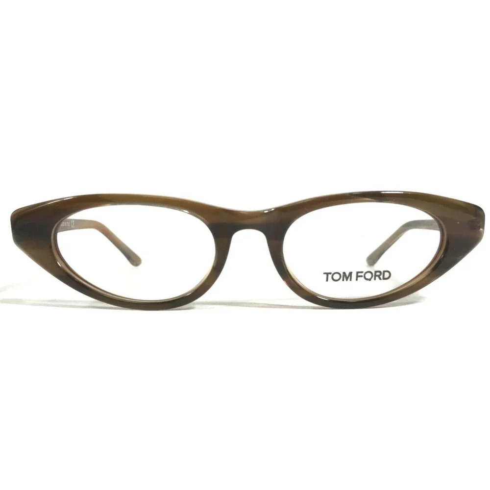 Tom Ford Eyeglasses Frames TF5120 095 Dark Clear Brown Round Full Rim 47-17-140